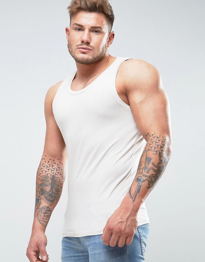 Asos Muscle Tank In Beige - Beige