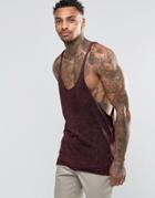 Asos Vest With Acid Wash And Raw Edge Extreme Racer Back - Red