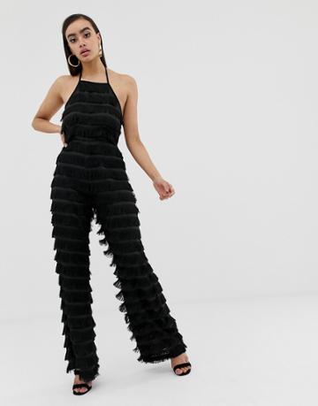 In The Style Tassle Haterneck Jumpsuit - Black