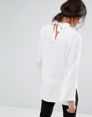Jaeger Tie Neck Detail Tunic - White