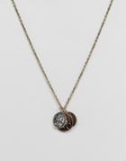Asos Necklace With Triple Coin Pendants In Mixed Finish - Gold