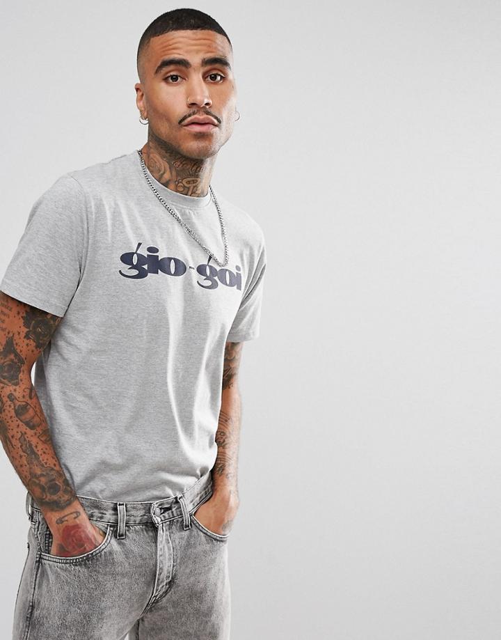 Gio Goi Script Logo T-shirt In Gray - Gray