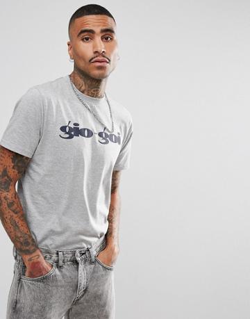 Gio Goi Script Logo T-shirt In Gray - Gray