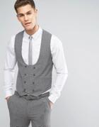 Asos Wedding Super Skinny Vest In Mini Check In Gray - Gray