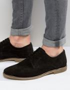 Red Tape Derby Shoes In Black Suede - Black