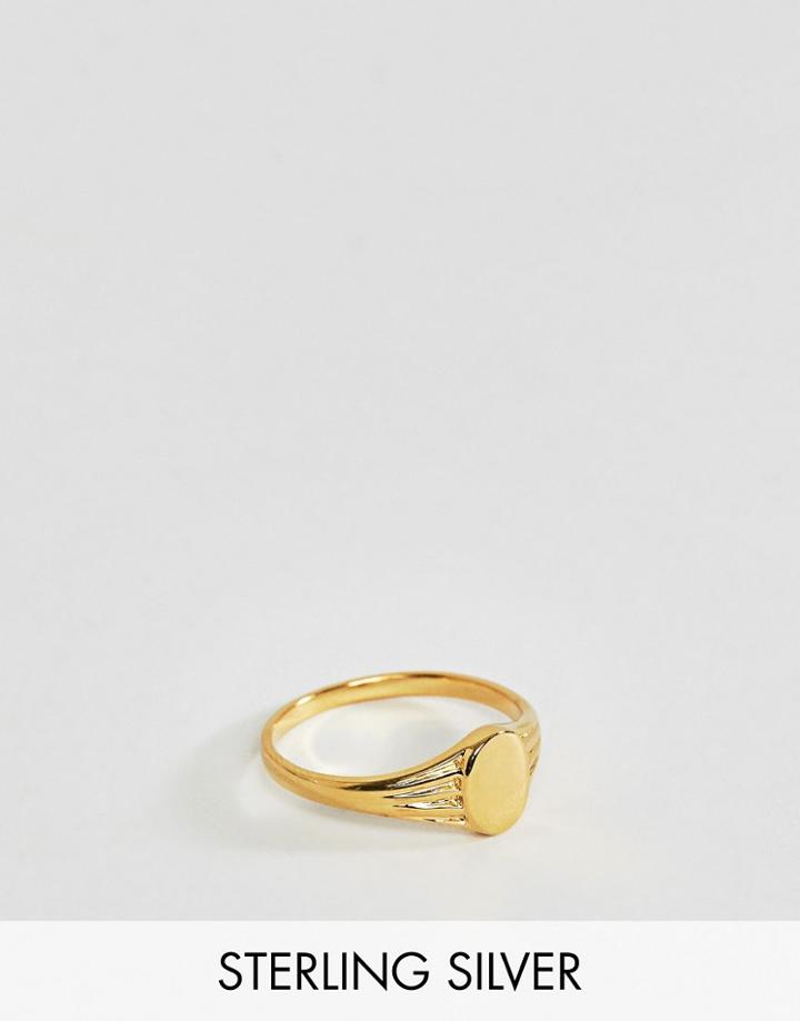 Asos Design Sterling Silver Gold Plated Pinky Ring - Gold