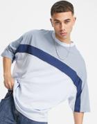 Asos Design Oversized T-shirt In Blue And Gray Color Block-multi