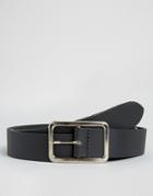 Asos Smart Leather Belt In Black With Square Buckle - Black