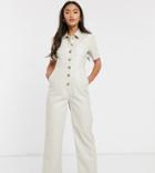 Wild Honey Boiler Suit In Faux Leather-cream