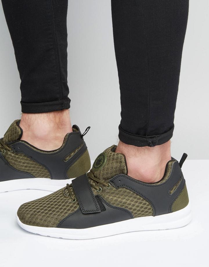 Pull & Bear Sneakers In Khaki With Velcro Strap - Khaki