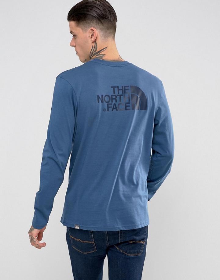 The North Face Long Sleeve T-shirt With Easy Back Logo In Blue - Blue