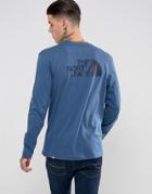 The North Face Long Sleeve T-shirt With Easy Back Logo In Blue - Blue