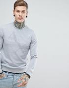 Armani Exchange Crew Neck Logo Sweat In Gray - Gray