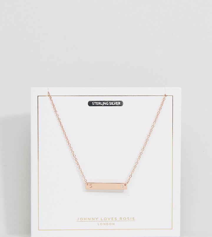 Johnny Loves Rosie Rose Gold Plated S Initial Bar Necklace - Gold