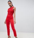 Missguided Cornellie Lace Jumpsuit In Red - Red
