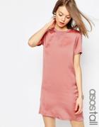 Asos Tall Satin Front T-shirt Dress - Pink