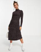 Urban Revivo Knitted Midi Dress In Black-red