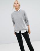 Selected High Neck Sweater - Gray