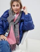 New Look Pink Check Scarf - Pink
