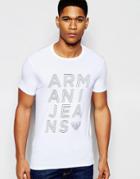 Armani Jeans T-shirt With Block Logo Extra Slim - White