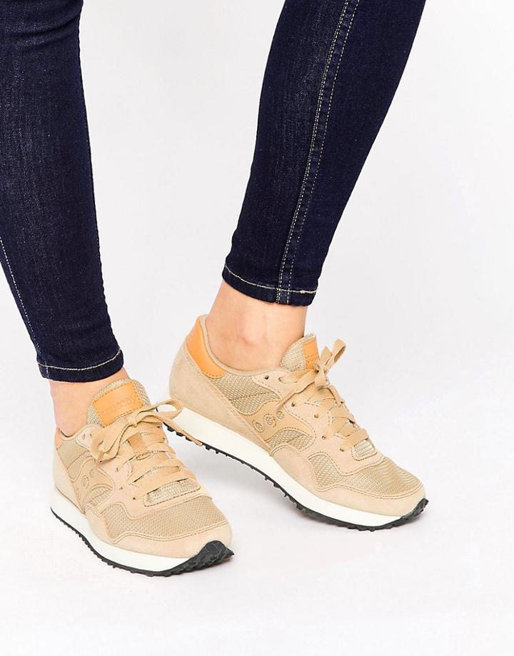 Saucony Dnx Sneakers In Beige & Orange - Beige