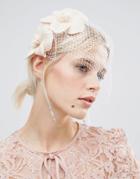 Asos Pretty Nude Flower Veil Headband - Nude