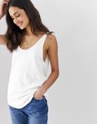 Asos Design Organic Cotton Super Oversized Tank In Washed White - White