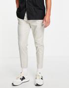 Asos Design Tapered Smart Linen Pants In Cream Prince Of Wales Check-white