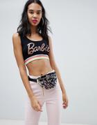 Missguided Barbie Glitter Crop Top - Black