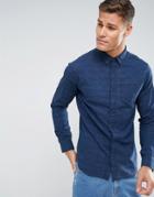 Selected Homme Regular Fit Shirt With Woven Stripe Detail - Navy