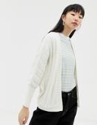 Asos Design Oversized Cardigan In Wide Rib - Cream