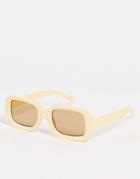 Asos Design Recycled Square Sunglasses In Yellow With Tonal Lens