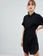 Unique 21 Short Sleeve Shirt Dress - Black
