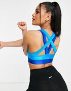 Flounce London Gym Contrast Crop Top With Strappy Back In Cobalt-blues