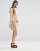 Oeurve Faux Suede Mini Skirt - Brown