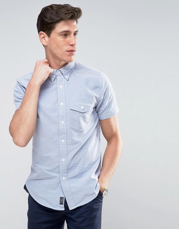 Abercrombie & Fitch Shirt Short Sleeve Muscle Slim Fit In Blue - Blue