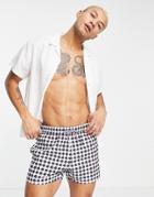 Asos Design Swim Shorts With Geo Print Short Length-purple