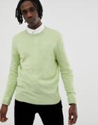 Asos Design Cotton Sweater In Mint Green - Green