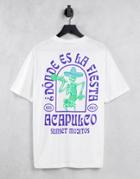 Asos Design Relaxed T-shirt In Off White With Skeleton Back Print