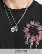 Reclaimed Vintage Inspired Tag And Coin Charm Necklace In Silver