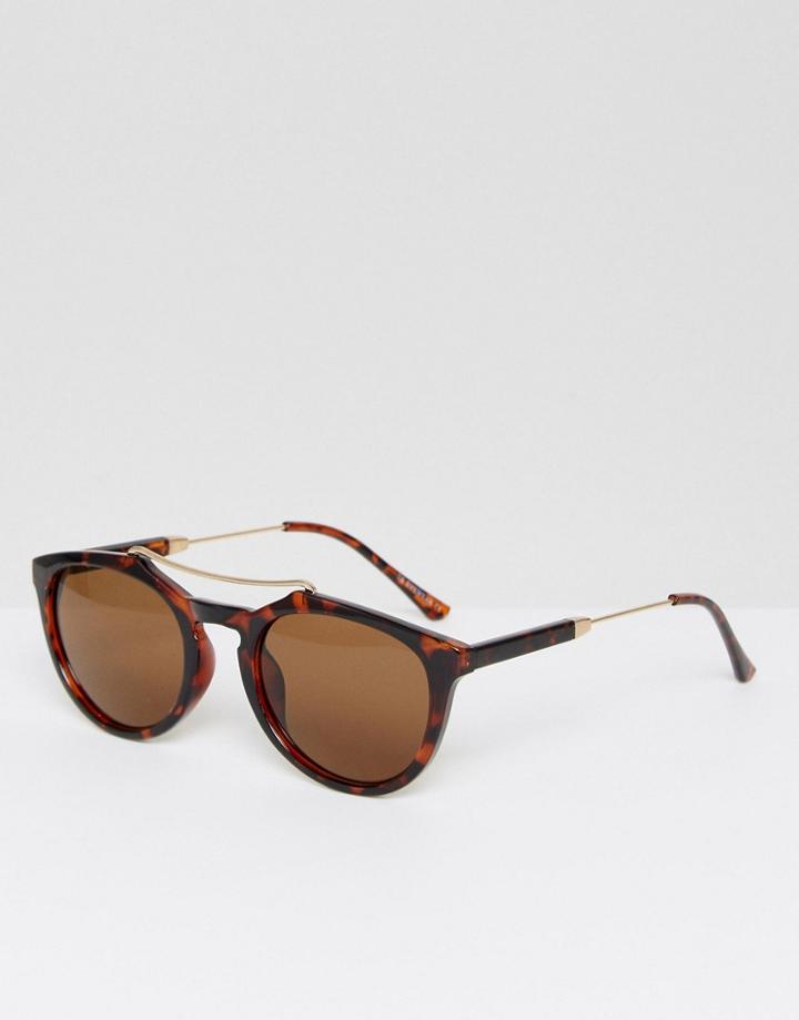 7x Round Sunglasses In Tortoise - Brown