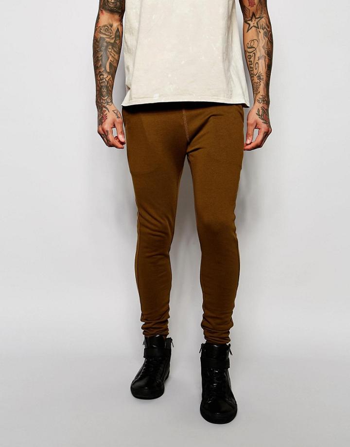 Asos Super Skinny Joggers In Brown - Fawn