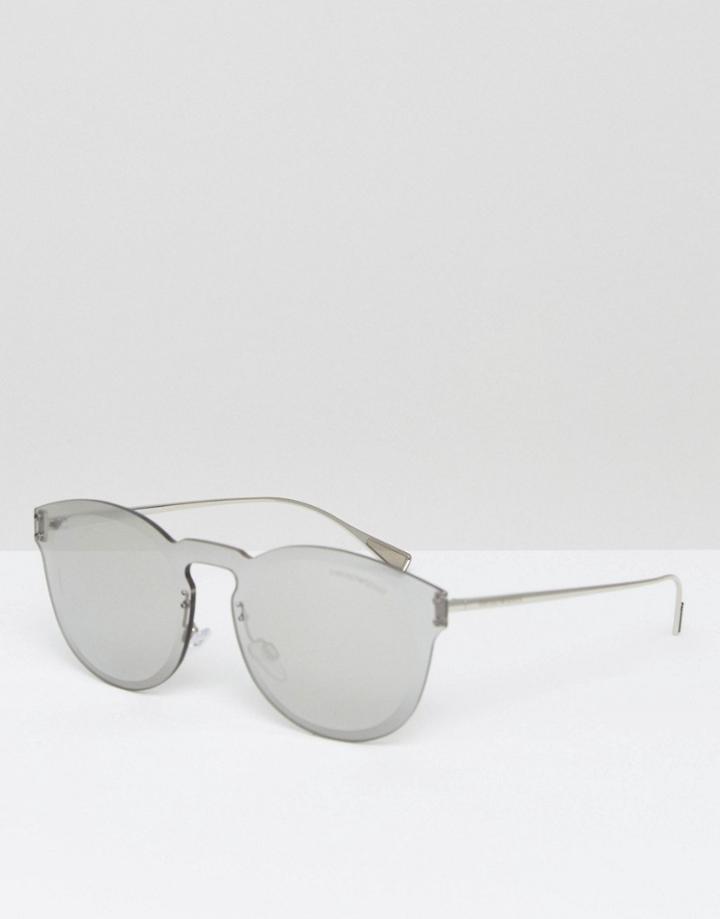 Emporio Armani Round Sunglasses In Silver - Silver