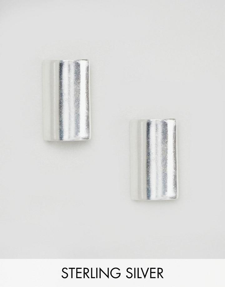 Asos Sterling Silver Curved Metal Stud Earrings - Silver