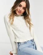 Miss Selfridge Prairie Sweater In Cream-white