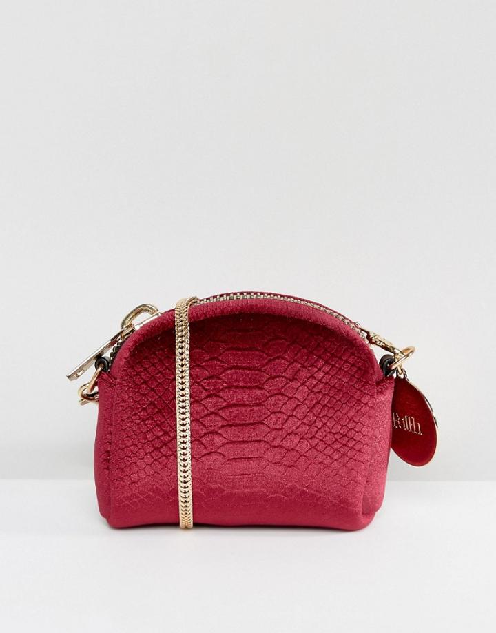 Faith Velvet Embossed Cross Body Bag - Red