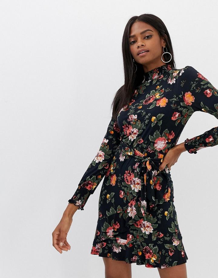 Oasis Floral Knit Skater Dress - Multi