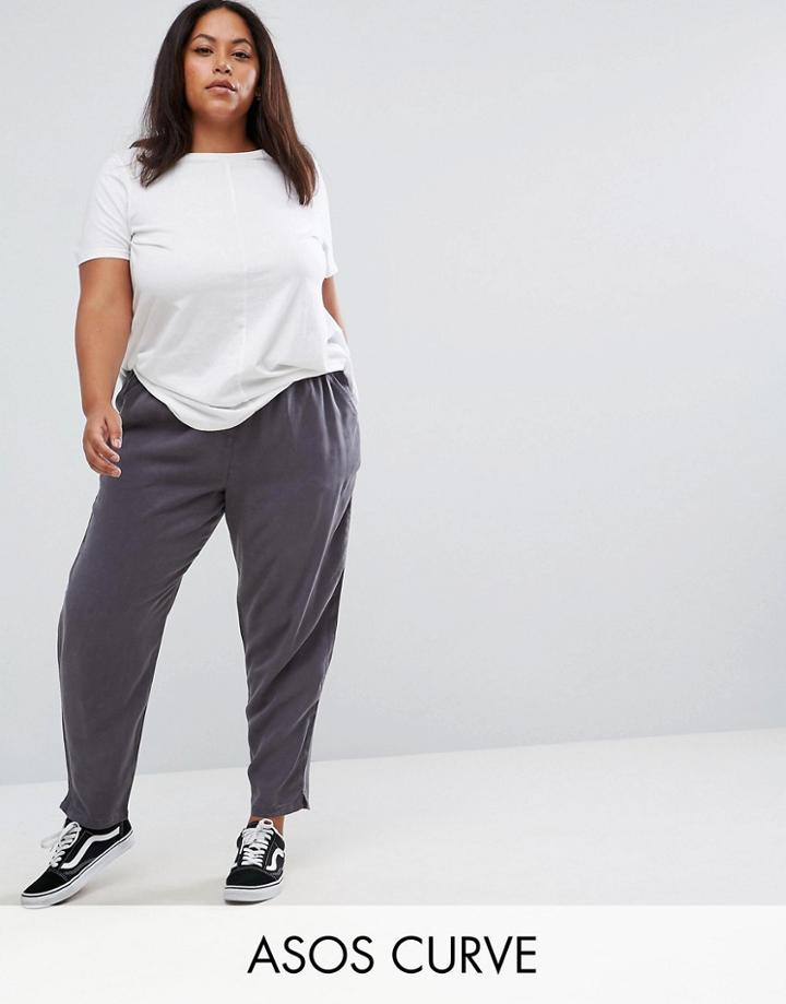 Asos Curve Washed Tapered Peg Pants - Gray