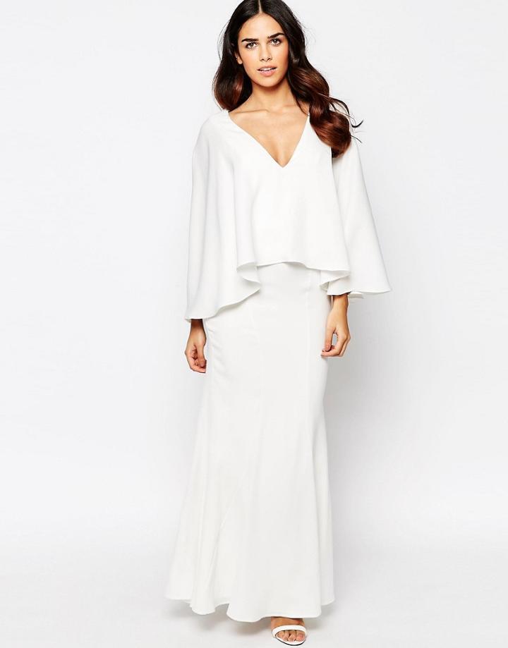 Jarlo Caped Sleeve Maxi Dress - Ivory