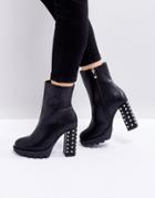 Truffle Collection Stud Heel Platform Boot - Black